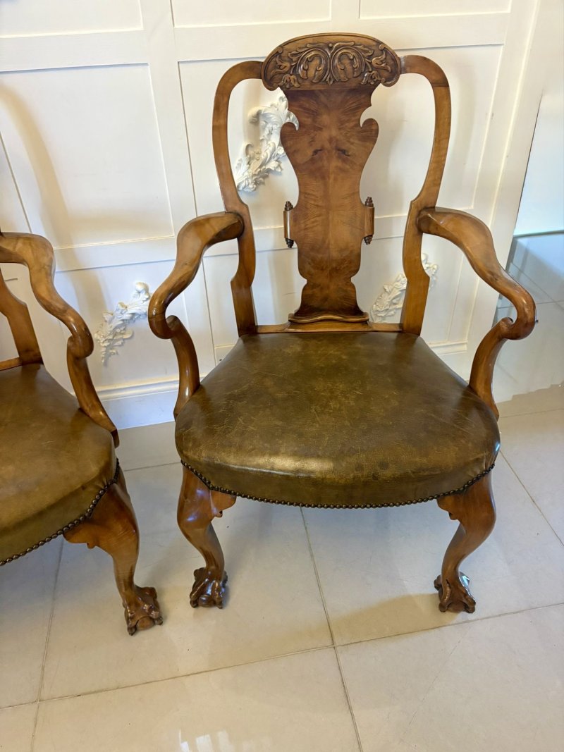 Outstanding Quality Pair of Antique Victorian Carved Walnut Desk Chairs - Image 11